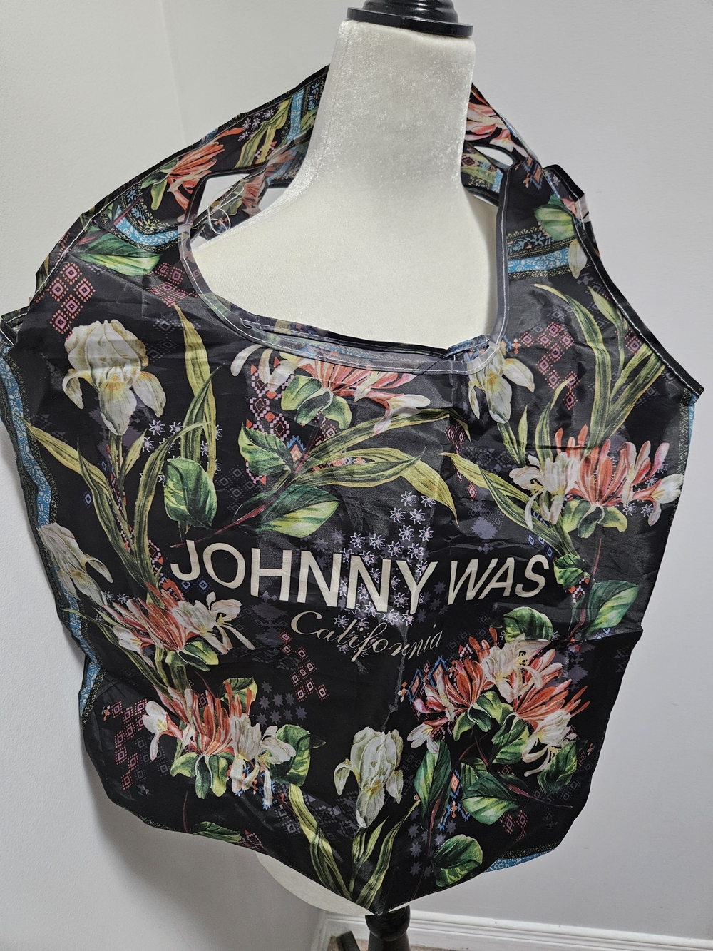 Johnny Was California Black Floral Tote Bag Reusable